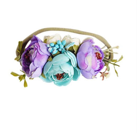 Lavender & Aqua - Floral Stretch Headband