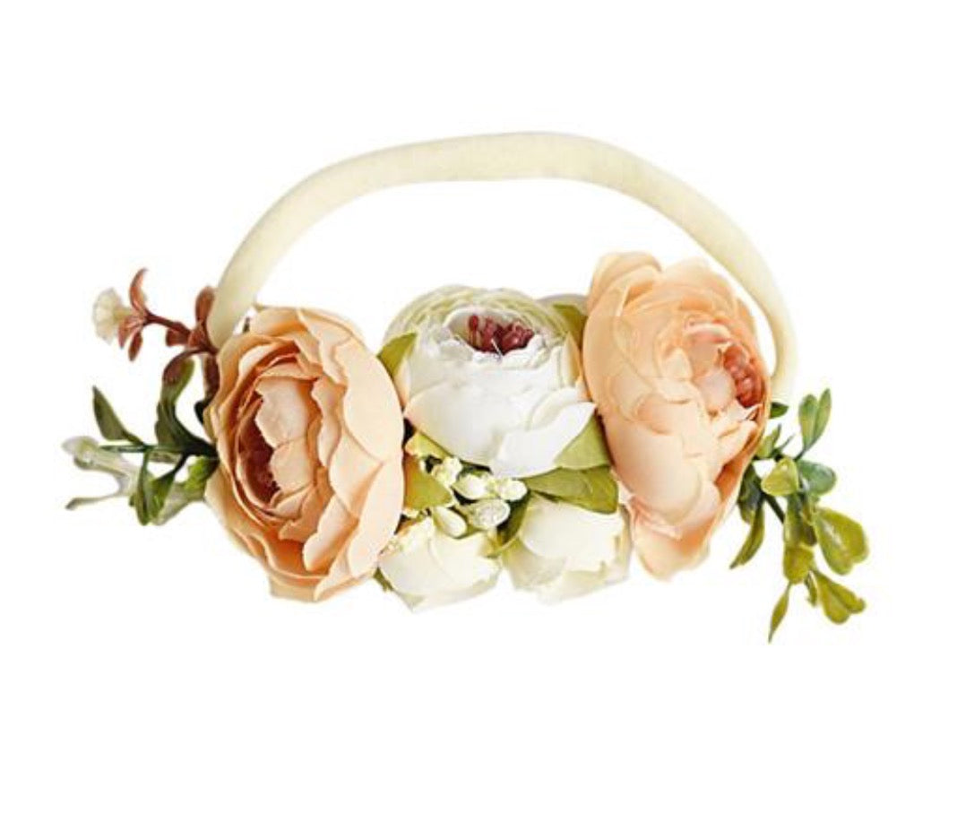 Ivory & Peach - Floral Stretch Headband